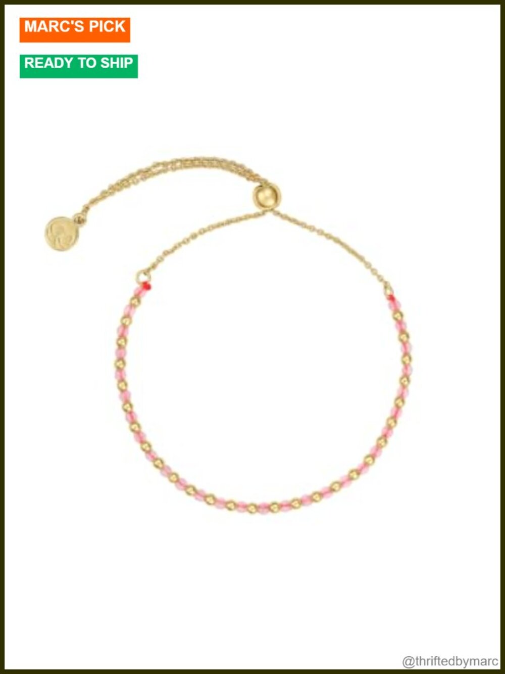 18k Gold-Plated Brass Gemstone Bracelet Adjustable 9.25" Gift